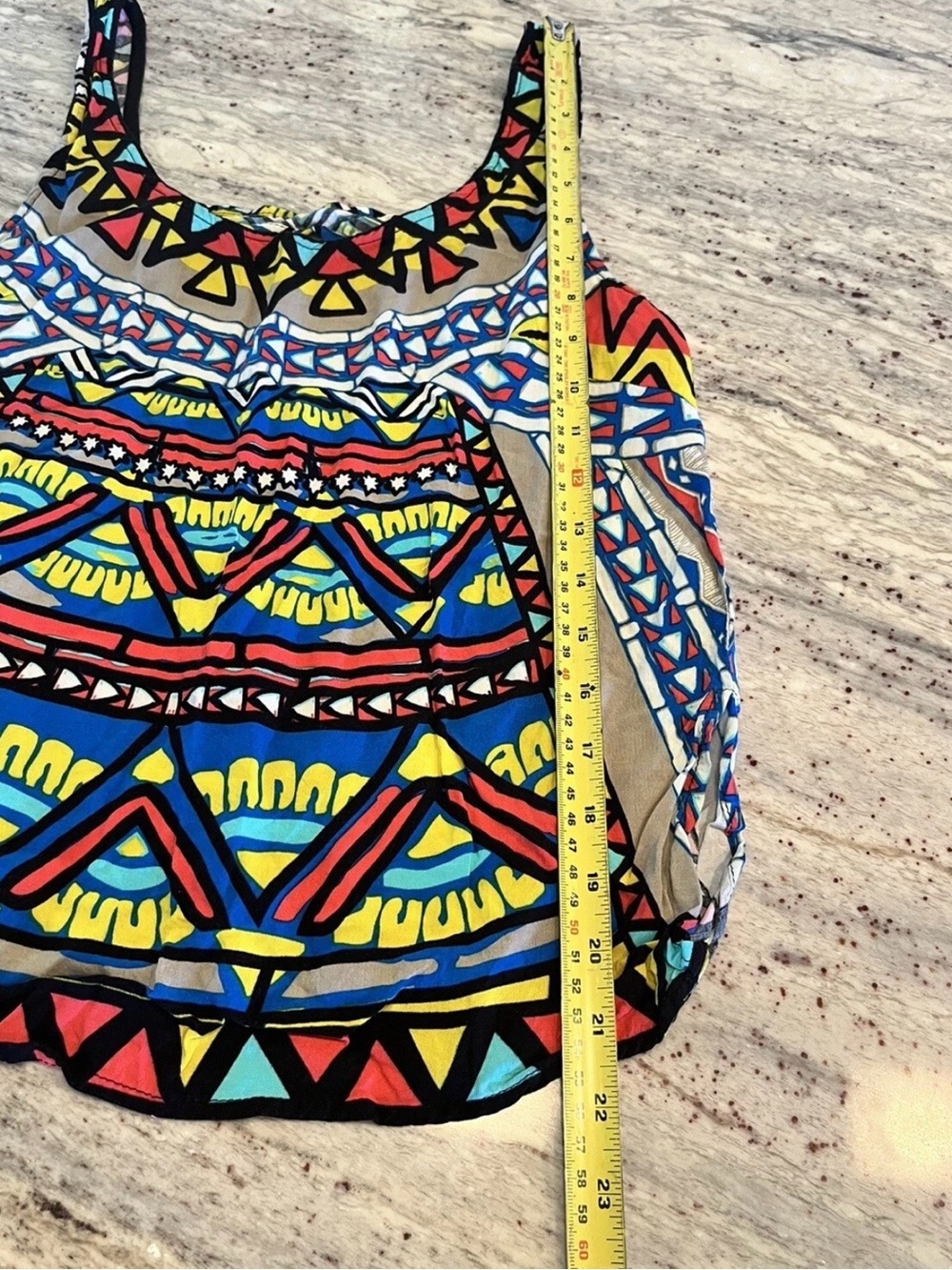 Flying Tomato Tribal Geometric Tank Top in Blue, Yellow, Red, Black & Cream - Picture 6 of 11